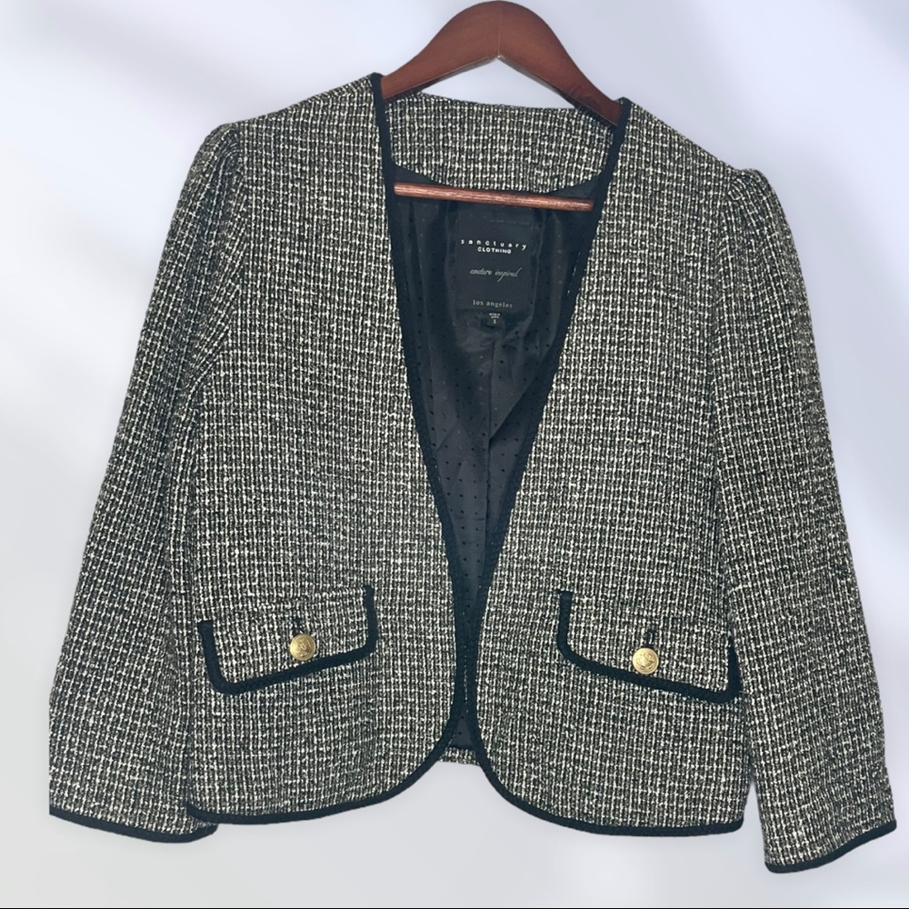 Sanctuary Boucle Blazer Black and White L